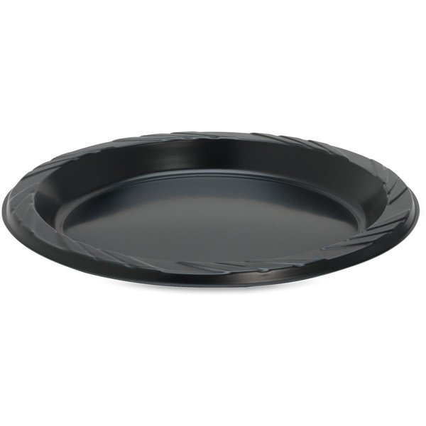 Partypros 9 in. Round Plastic Plates - Black PA1914381